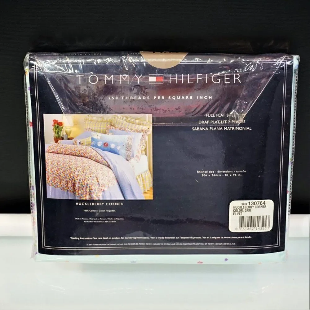 Vintage Tommy Hilfiger Full Flat Sheet Huckleberry Corner Floral Cottagecore NOS